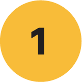 A large black number 1 centered on a yellow circle with a light gray background.