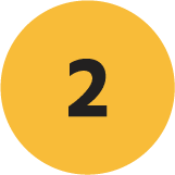 A large black number 2 centered on a yellow circle with a light gray background.